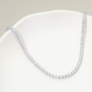 Elegant Silver Tennis Necklace